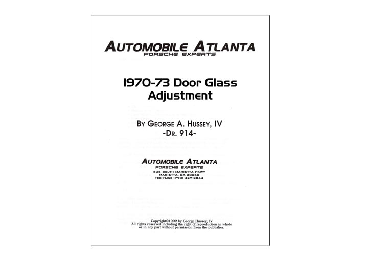 Door Glass Adjustment And Maintenance, 1970-73; 914