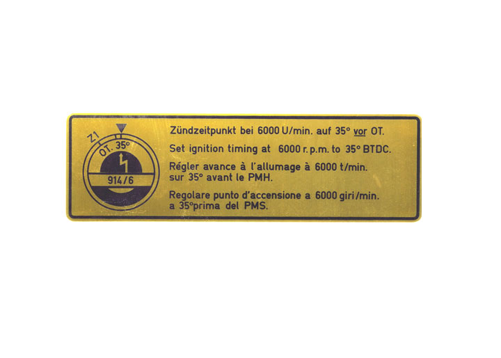Decal 914-6 Ignition Timing Label European 