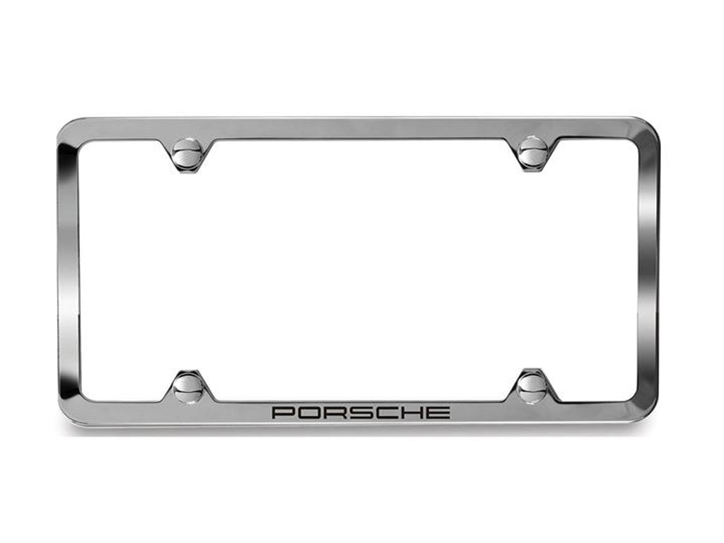 Polished Stainless Steel Slimline License Plate Frame With Pors...