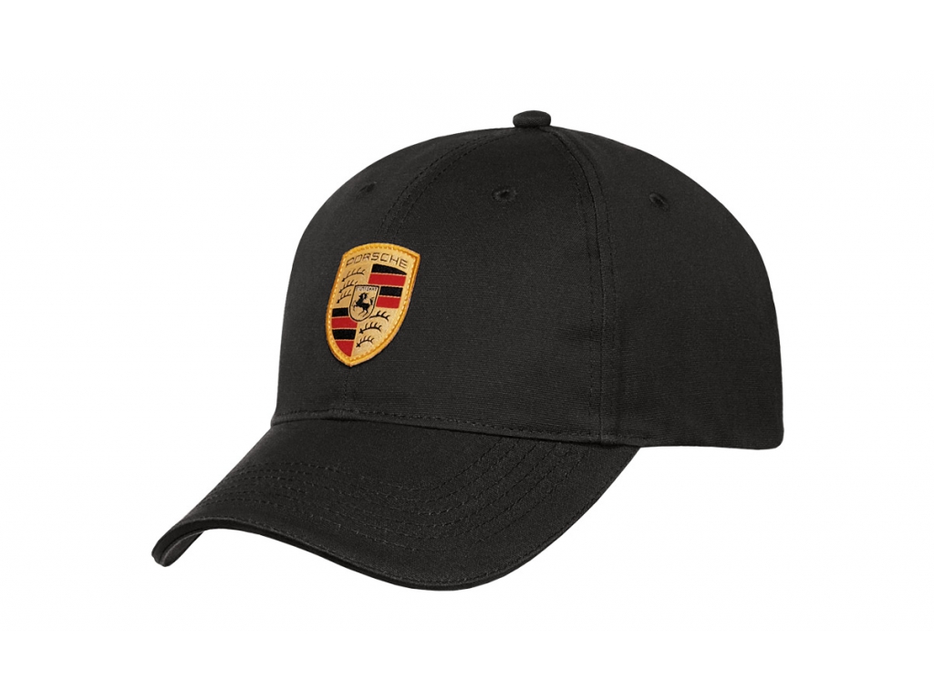 Porsche Baseball Cap Hat With Crest - Black