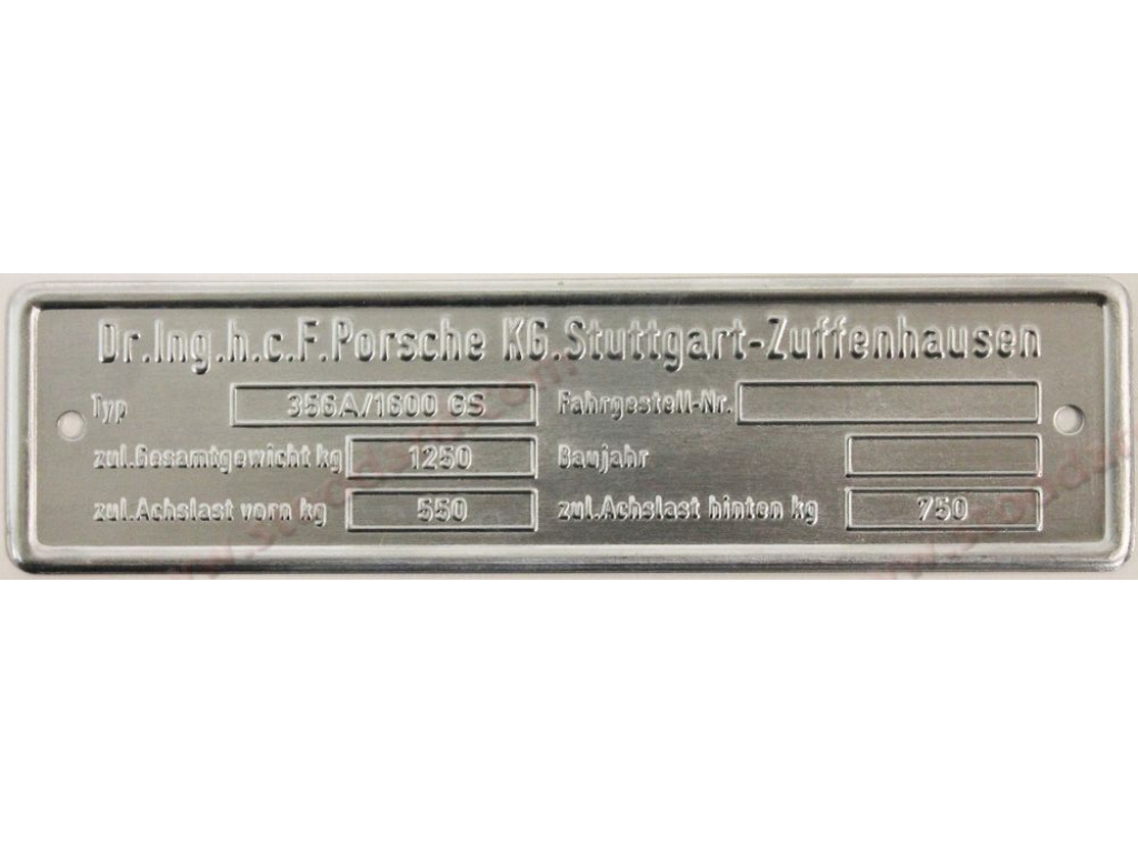Chassis Identification Tag 356a 1600gs 