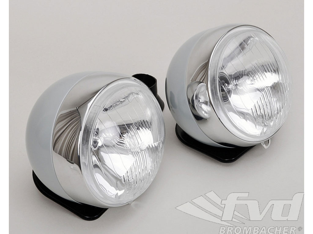Cibie Cover Headlights (set) 160mm In Grey Covers, Chrome Ring