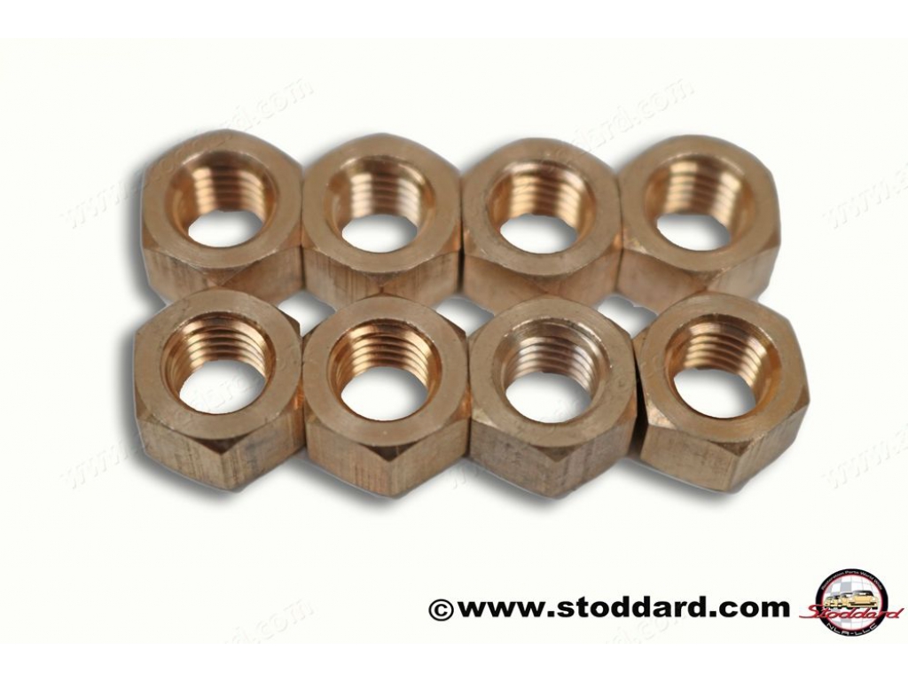  Brass Nut Set, M8 1.25 With 12mm Hex For 356 Exhaust System 54...