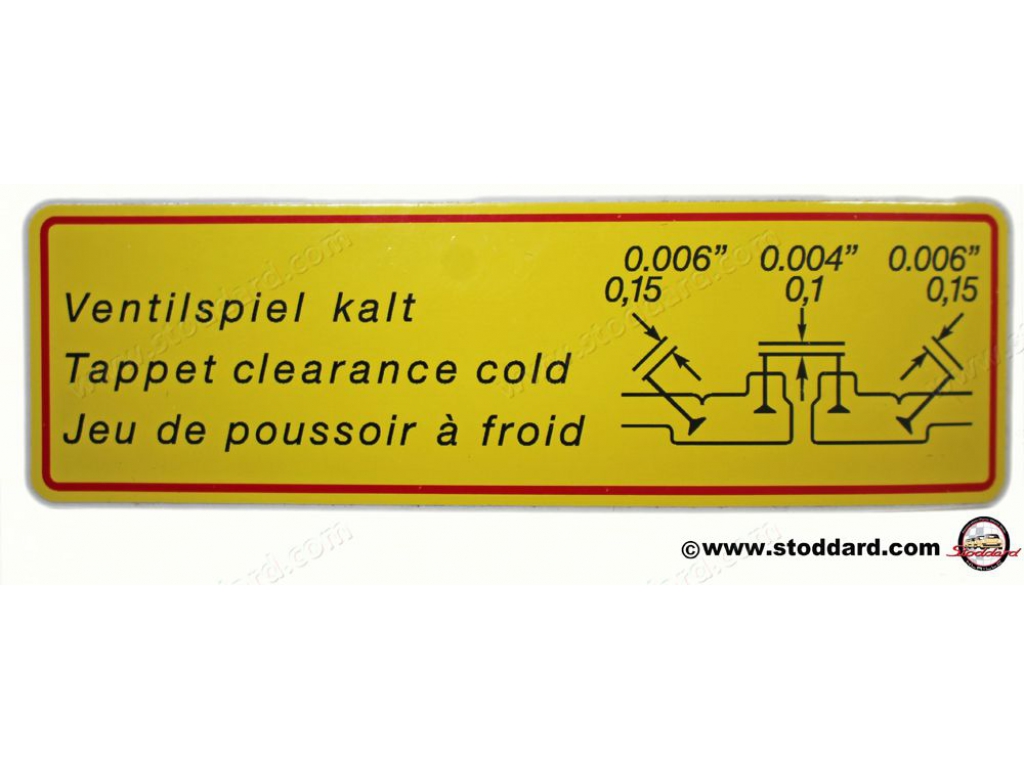 Valve Clearance Decal For 356b 356c And 912. 