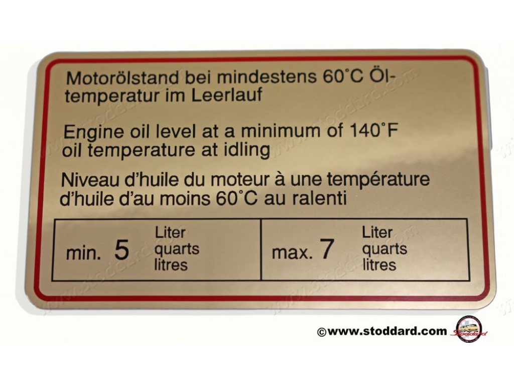 Engine Oil Level Decal, Red Border