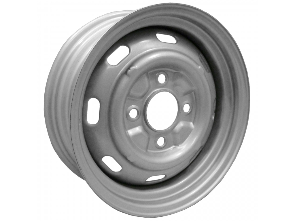 914 Fits All 4 Cylinder Cars - 4 Lug Rim Silver With Slots 4/13...