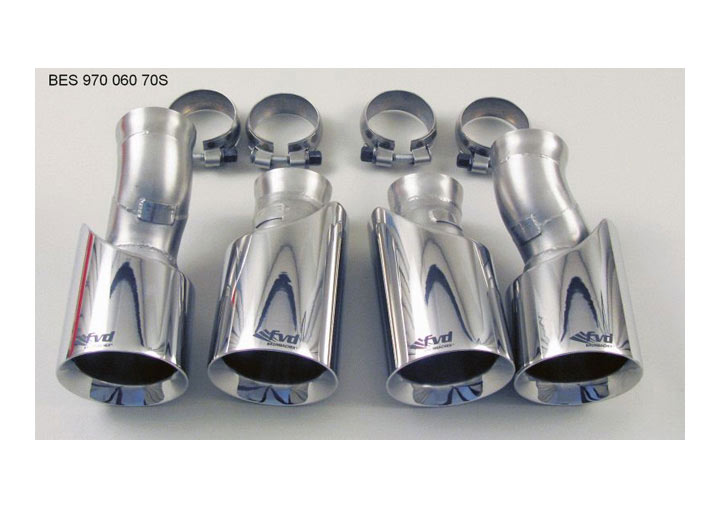 M&m Exhaust Tips Panamera V6 Stainless Steel, Dual, Round 4x100mm