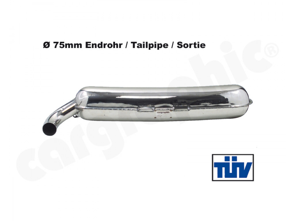 Cargraphic Silencer Tuv 75mm Tailpipe