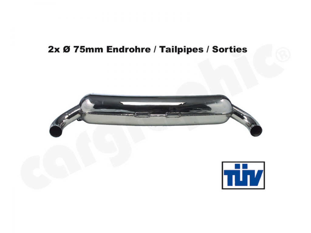 Cargraphic Silencer Tuv 2x75mm Tailpipe