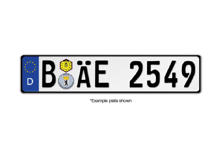 European Custom License Plate, White