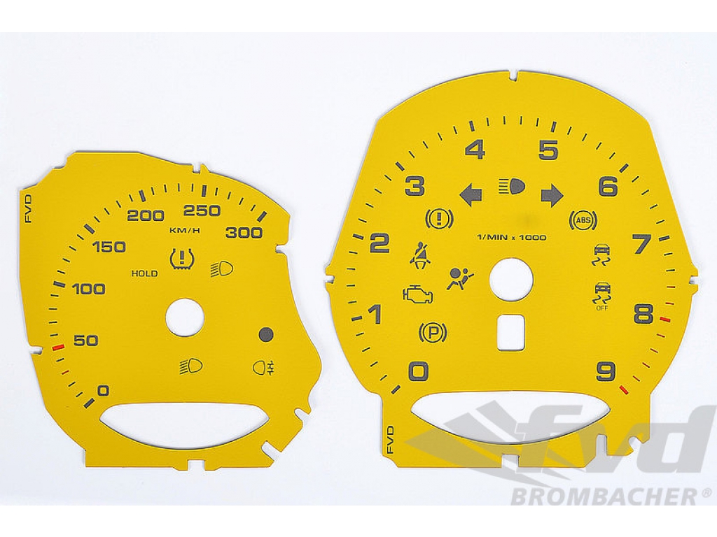 Instrument Face Set 981 Boxster Spyder - Racing Yellow - Manual...
