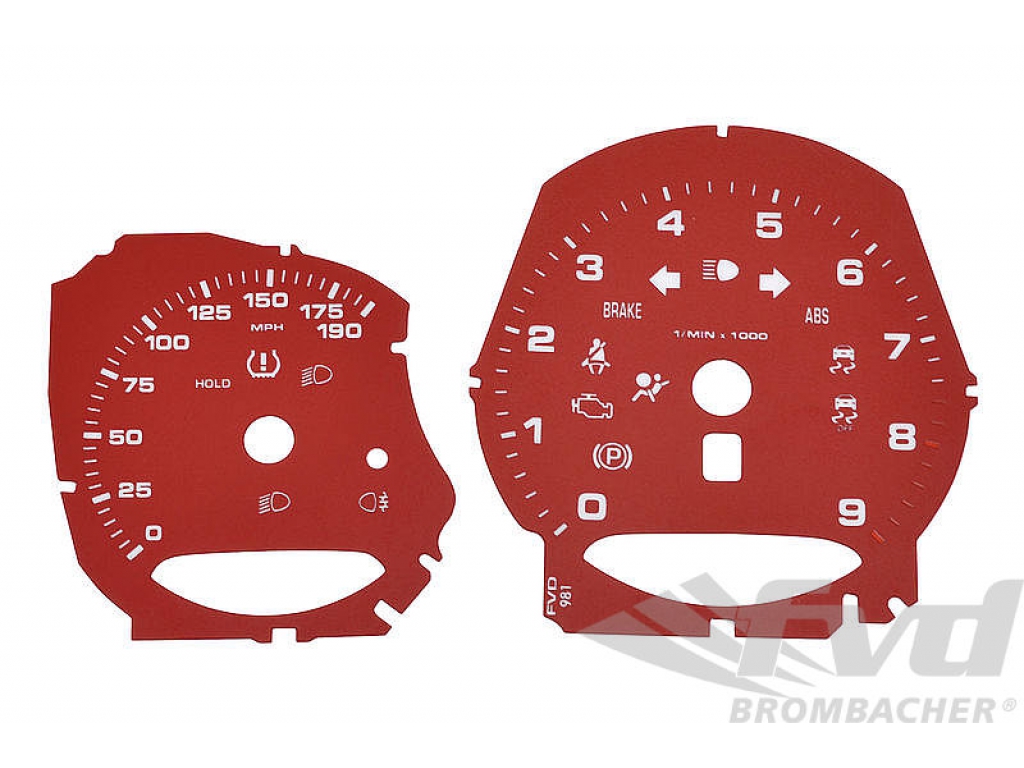 Instrument Face Set 981 - S Model - Guards Red - Manual - Mph -...