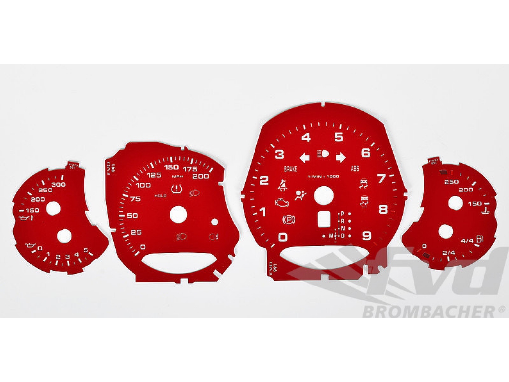 Gauge Faces Guards Red 991 Pdk Mph 200