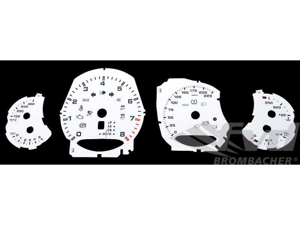 Gauge Faces White 991 Turbo S, Pdk, Mph, Fahrenheit