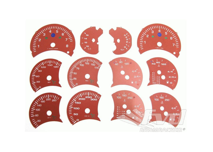 Red Gauge Faces Kit, Boxster 996