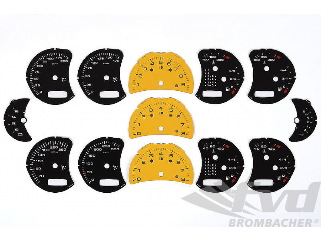 Gauge Faces - Black - Tach Faces In Speed Yellow With Logo