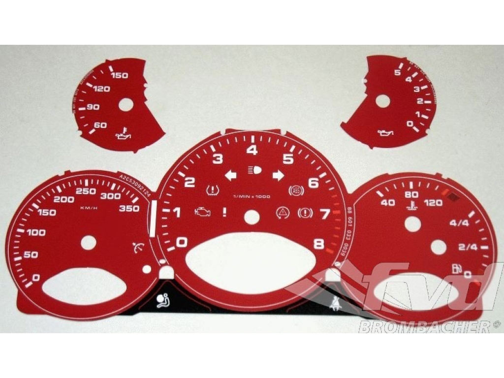 Gauge Faces Guards Red 997 Turbo Km/h