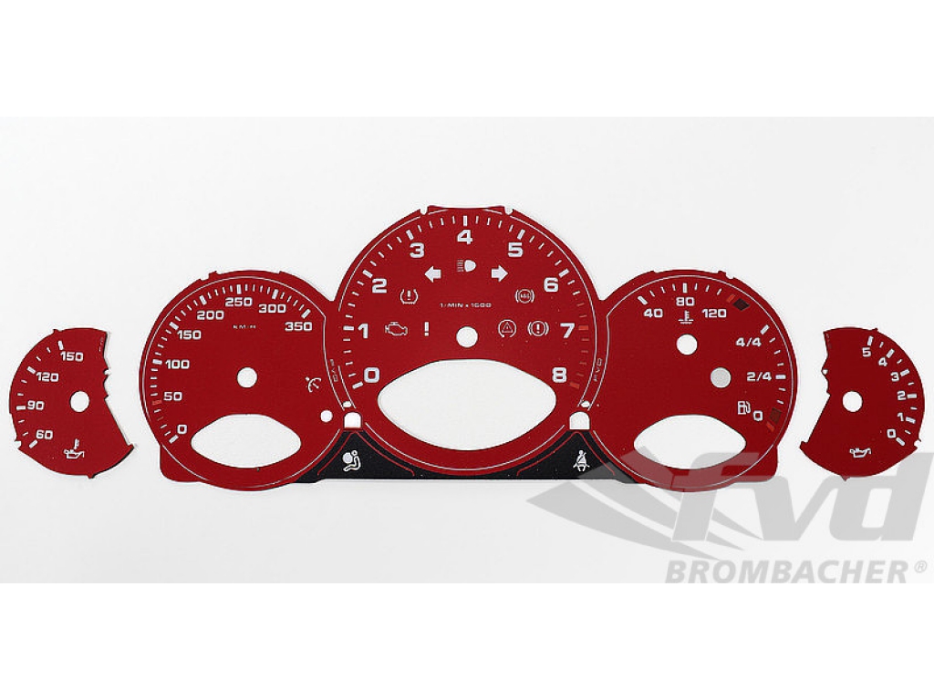 Gauge Faces Guards Red 997 Turbo Km/h