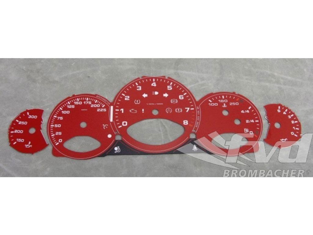Gauge Faces Guards Red 997 Turbo Mph, Fahrenheit , Manual