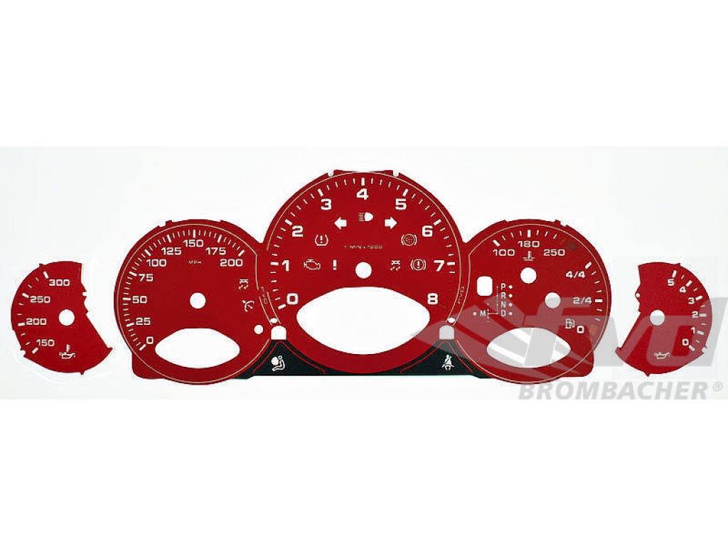 Gauge Faces Guards Red 997-2 Pdk Mph/200 W/ Gts Logo