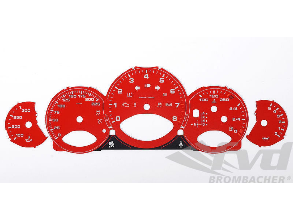 Gauge Faces Guards Red 997.2 Turbo S, Pdk, Kph, Celsius