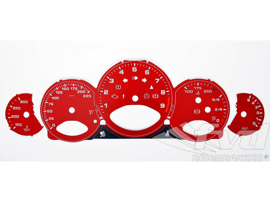 Gauge Faces Red 997.2 Gt3/rs Manual Mph, Fahrenheit