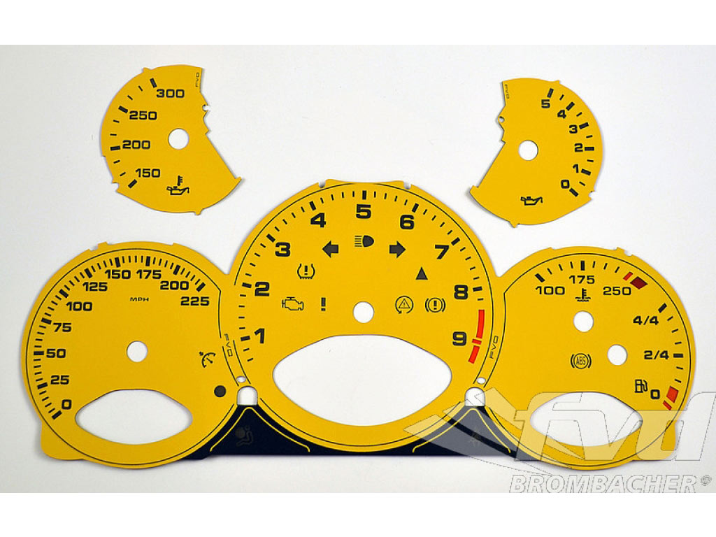 Gauge Faces Speed Yellow 997.2 Gt3/rs Manual Mph