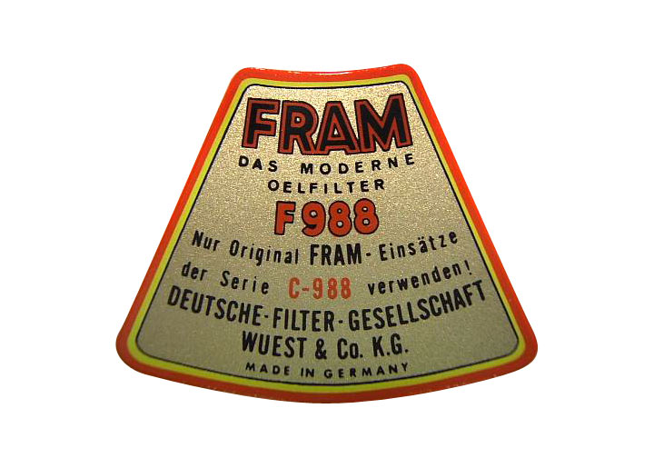 Fram Top Center Oil Filter Decal, 356