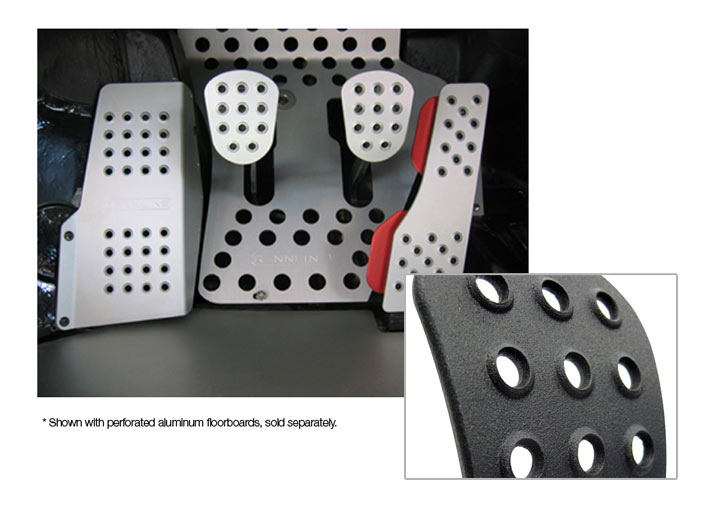 Rennline 4-piece Perforated Aluminum Pedal Set, Black