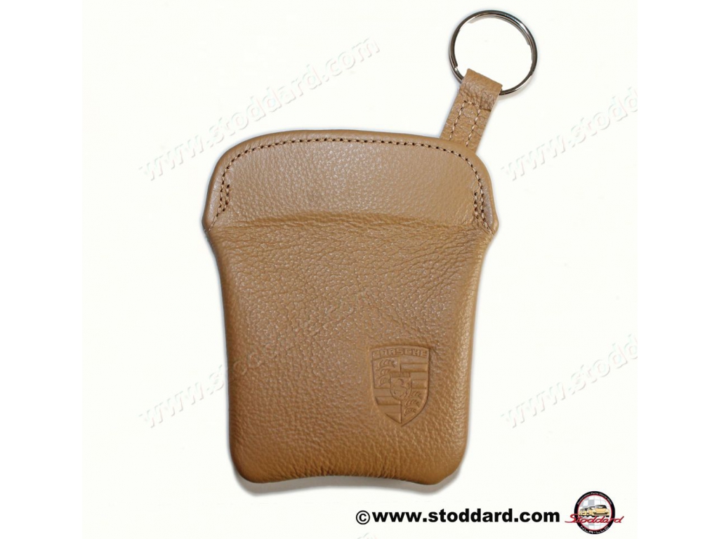 Leather Key Fob Case Pouch Cashmere Beige For 911 Pcg