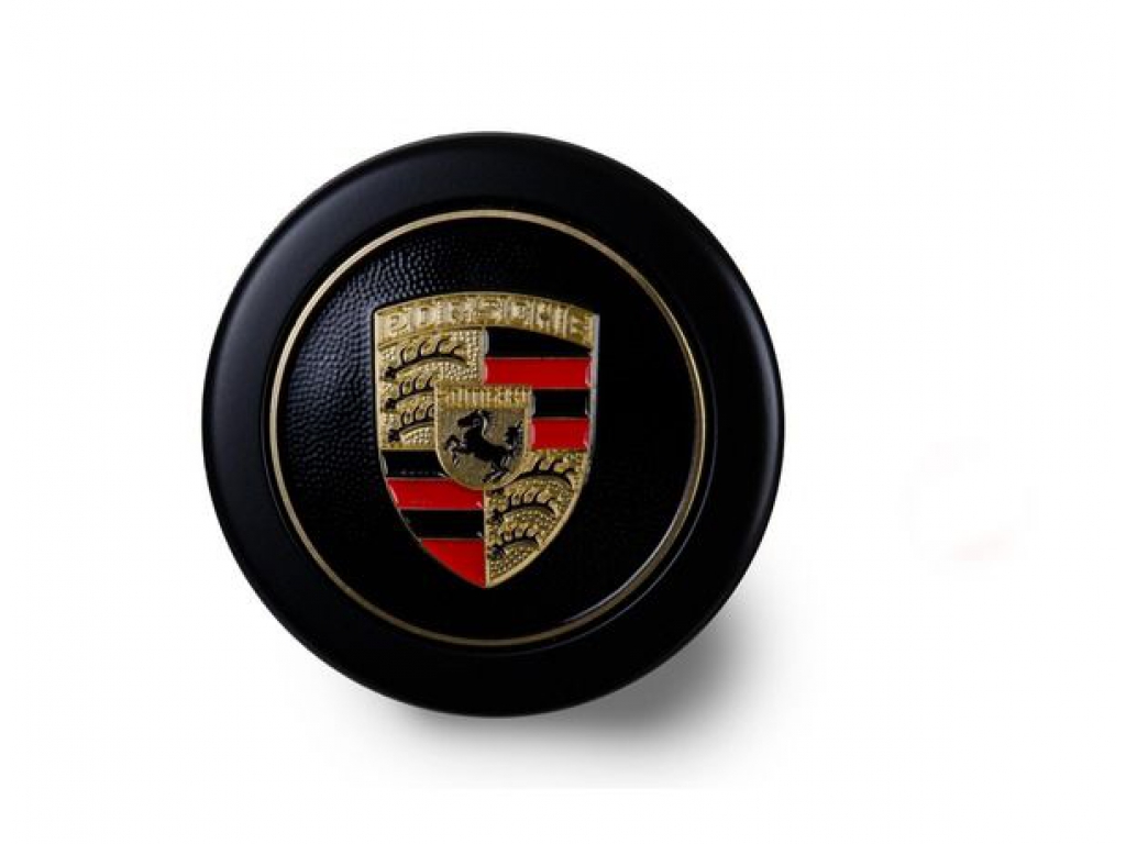 Black Hubcap Black With Gold Porsche Crest 