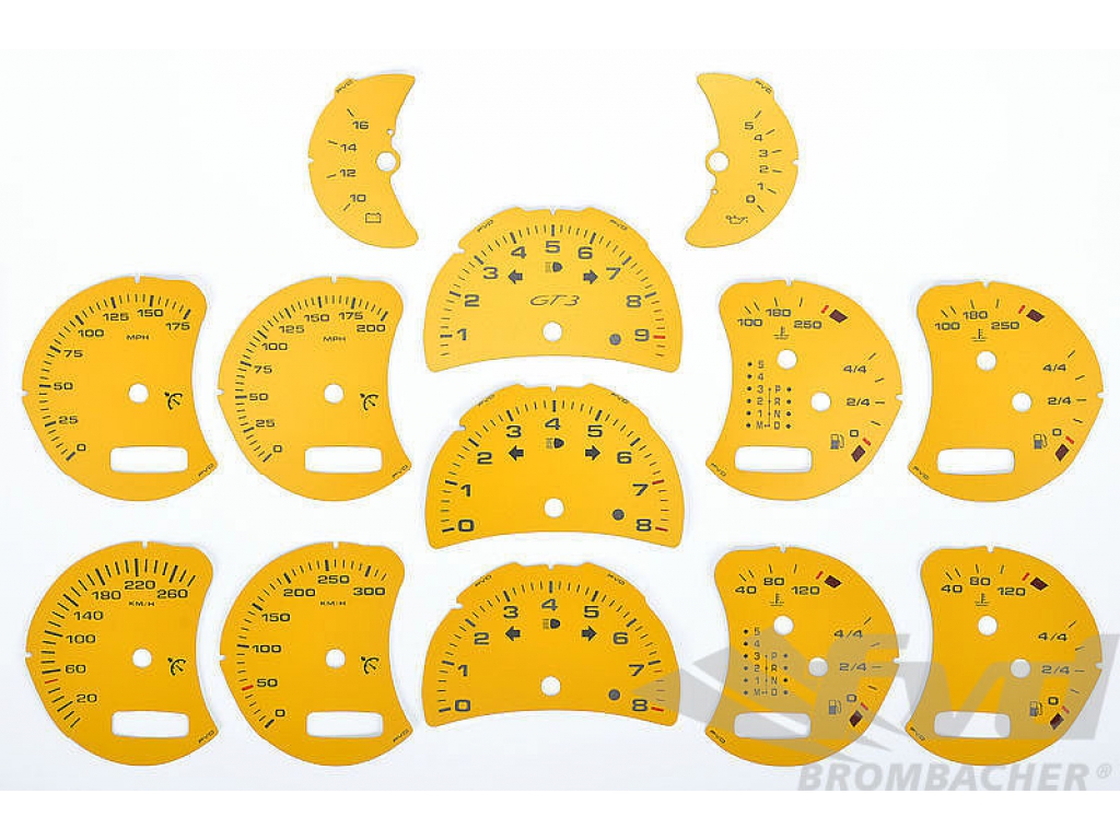 Gauge Faces Speed Yellow 986/996/gt3 02-, 996turbo/gt2 With Onb...